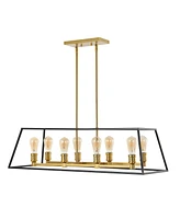 Liane 35" 8-Light Farmhouse Industrial Iron Linear Led Pendant