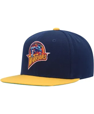 Big Boys and Girls Mitchell & Ness Navy, Gold Golden State Warriors Two-Tone Snapback Hat