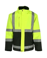 RefrigiWear Men's HiVis 3-in-1 Rainwear Jacket - High Visibility, Waterproof, Breathable, Reflective Safety Coat with Removable Liner