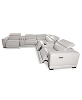 Closeout! Krofton 7-Pc. Beyond Leather Fabric Sectional with 3 Power Motion Recliners and 2 Consoles, Created for Macy's