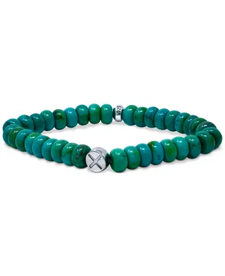 Jac + Jo by Anzie Green Turquoise Bead Stretch Bracelet in Sterling Silver