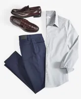 Calvin Klein Mens Ck Move 365 Slim Fit Performance Stretch Pants Slim Fit Chambray Long Sleeve Button Front Shirt Outfit