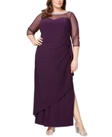 Alex Evenings Plus Size Illusion-Trim Ruffled Gown