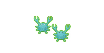 DuraForce Crab Tiger Blue-Green, 2-Pack, Durable Plush Squeaky Dog Toys