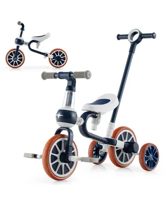 4 1 Kids Tricycles with Push Handle & Training Wheels Baby Balance Bike