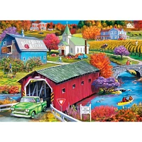 Masterpieces Country Escapes - Hill Village Covered Bridge 500 Piece Puzzle