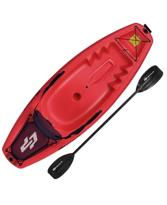 Costway 6ft Youth Kids Kayak w/Paddle Storage Hatche 4-Level Footrest