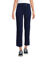 Lands' End Women's Tall Starfish High Rise Knit Denim Straight Crop Jeans