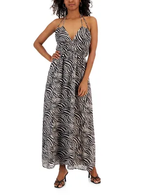 Rachel Roy Women's Marci Zebra-Print Halter Maxi Dress