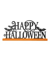 Glitzhome 18" L Halloween Wood Metal "Happy Halloween" Table Decor