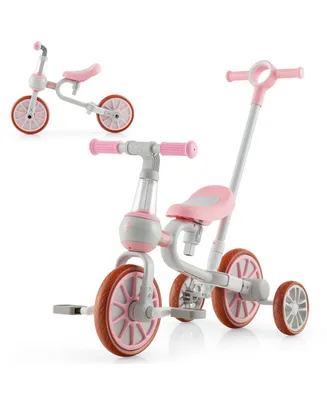 4 in 1 Kids Tricycles with Push Handle & Training Wheels Baby Balance Bike