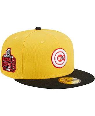 Men's New Era Yellow, Black Chicago Cubs Grilled 59FIFTY Fitted Hat