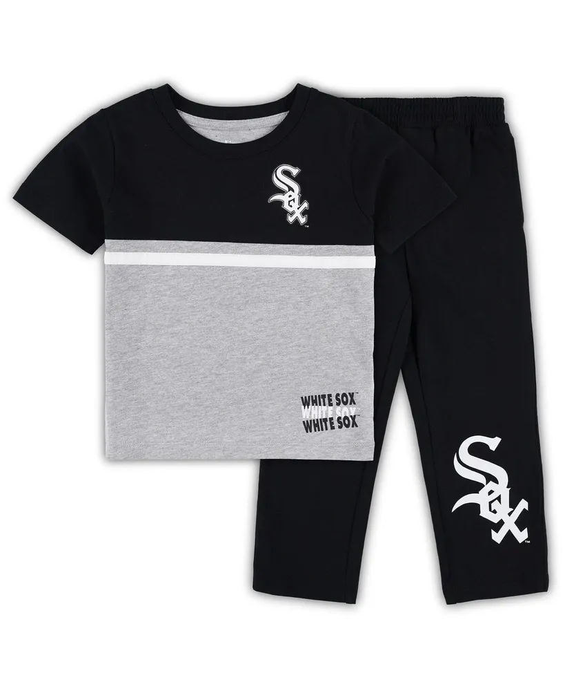 Toddler Boys and Girls Black, White Chicago Sox Batters Box T-shirt Pants Set