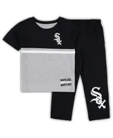 Toddler Boys and Girls Black, White Chicago Sox Batters Box T-shirt Pants Set