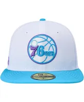 Men's New Era White Philadelphia 76ers Vice Blue Side Patch 59FIFTY Fitted Hat