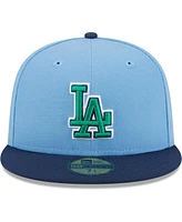 Men's New Era Light Blue, Navy Los Angeles Dodgers Green Undervisor 59FIFTY Fitted Hat
