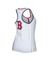 Women's New Era White Boston Red Sox Pinstripe Henley Racerback Tank Top