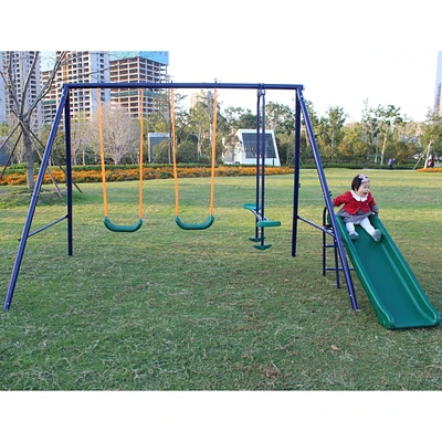 Simplie Fun A-Frame Metal Swing Set with Slide