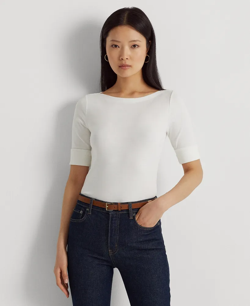 Lauren Ralph Stretch Boatneck Top, Regular & Petite