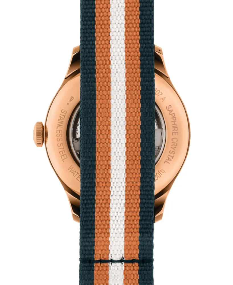 Certina Men's Swiss Automatic Ds Blue & Orange Stripe Synthetic Strap Watch 41mm