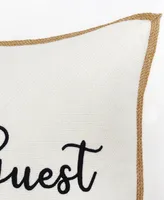 Millihome Be Our Guest Embroidery Linen Jute Decorative Pillow, 20" x 20"