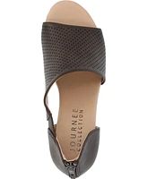 Journee Collection Women's Aretha Perforated Peep Toe Wedge Sandals