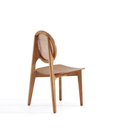 Manhattan Comfort Versailles 4-Piece Round Ash Wood and Natural Cane Dining Chair