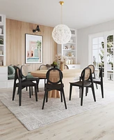 Manhattan Comfort Versailles 4-Piece Round Ash Wood and Natural Cane Dining Chair