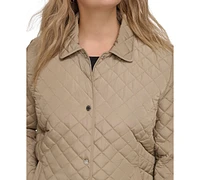 Calvin Klein Womens Plus Collared Quilted Coat