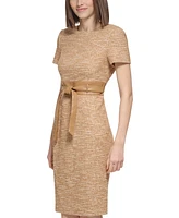 Calvin Klein Women's Tweed Belted Sheath Dress