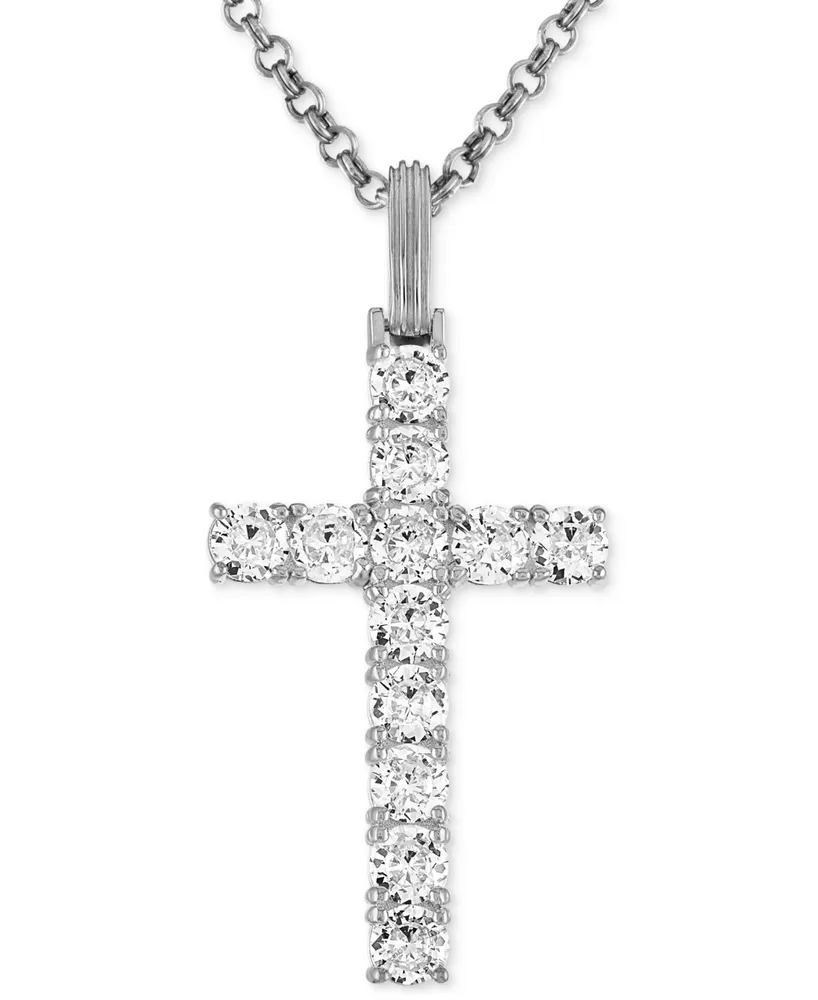 Esquire Men's Jewelry Black Cubic Zirconia Cross Pendant Ruthenium-Plated Sterling Silver (Also White Zirconia), Created for Macy's