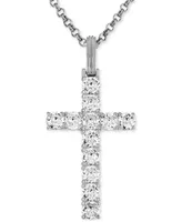 Esquire Men's Jewelry Black Cubic Zirconia Cross Pendant Ruthenium-Plated Sterling Silver (Also White Zirconia), Created for Macy's