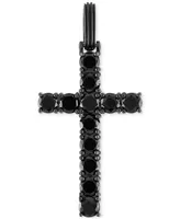 Esquire Men's Jewelry Black Cubic Zirconia Cross Pendant Ruthenium-Plated Sterling Silver (Also White Zirconia), Created for Macy's