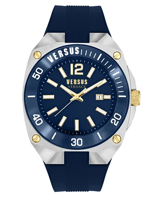 Versus Versace Men's Three-Hand Date Quartz Versus Reaction Blue Silicone Strap 48mm
