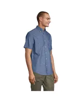 Lands' End Men's Short Sleeve Button Down Chambray Shirt