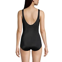 Lands' End Women's Tummy Control Chlorine Resistant Soft Cup Tugless Sporty One Piece Swimsuit