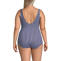 Lands' End Women's Plus Chlorine Resistant Soft Cup Tugless Sporty One Piece Swimsuit