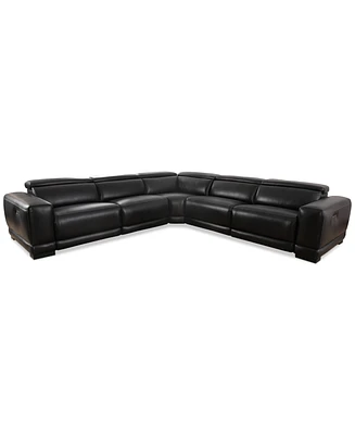 Krofton 5-Pc. Beyond Leather Fabric Sectional with 3 Power Motion Recliners, Created for Macy's