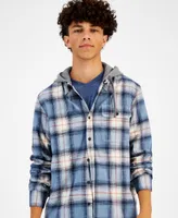 Sun + Stone Men's Andrew Plaid Hooded Flannel Shirt