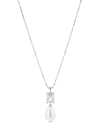 Eliot Danori 18k Gold-Plated Cubic Zirconia & Imitation Pearl Pendant Necklace, 16" + 2" extender, Created for Macy's