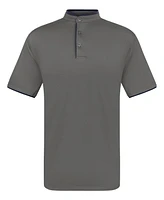 Mio Marino Men's Short Sleeve Henley Polo Shirt with Contrast-Trim