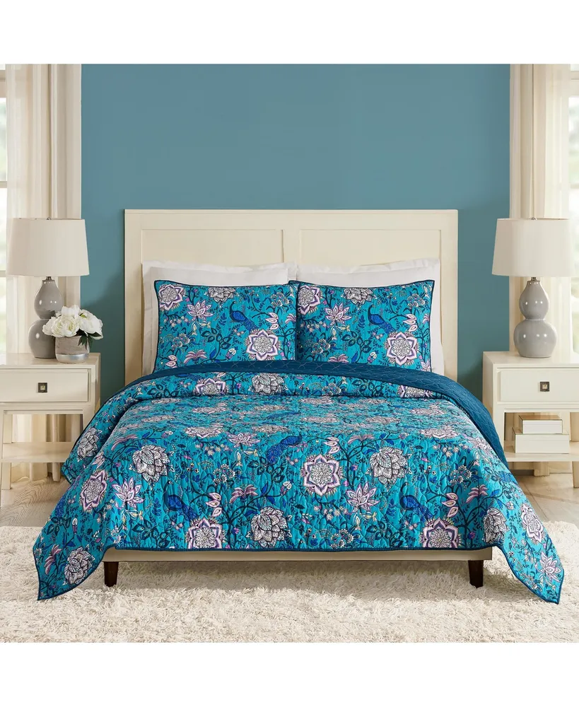 Vera Bradley Peacock Garden 3-Piece Quilt Set