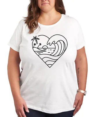 Hybrid Apparel Trendy Plus Beachy Heart Graphic T-Shirt