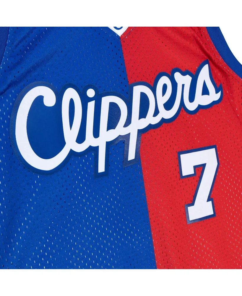 Men's Mitchell & Ness Lamar Odom Royal, Red La Clippers Hardwood Classics 2000-01 Split Swingman Jersey