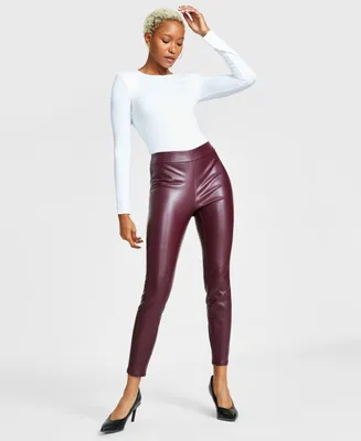 Bar Iii Women's Soft Faux-Leather Leggings, Regular & Petite, Created for Macy's