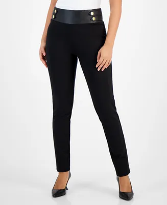 I.n.c. International Concepts Petite Mixed-Media Ponte Skinny Pants, Created for Macy's