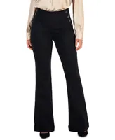 I.n.c. International Concepts Petite Button-Detail Flared Wide-Leg Jeans, Created for Macy's