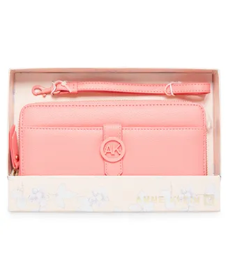 Anne Klein Boxed Slim Zip Wallet with Detachable Wristlet