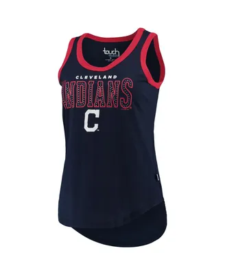 Women's Touch Navy Cleveland Guardians Varsity Tank Top