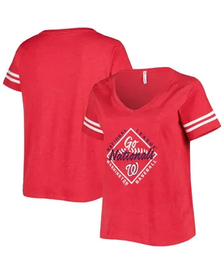 Women's Soft As A Grape Red Washington Nationals Plus V-Neck Jersey T-shirt